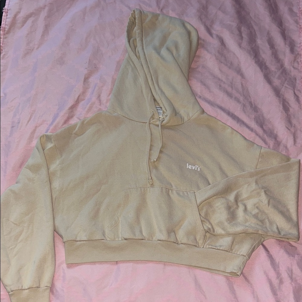 Levi's Light Tan Cropped Hoodie